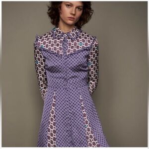 Maje Purple Patterned Women's Dress size 3